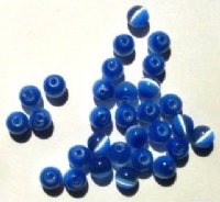30 6mm Round Light Sapphire Fiber Optic Cats Eye Beads